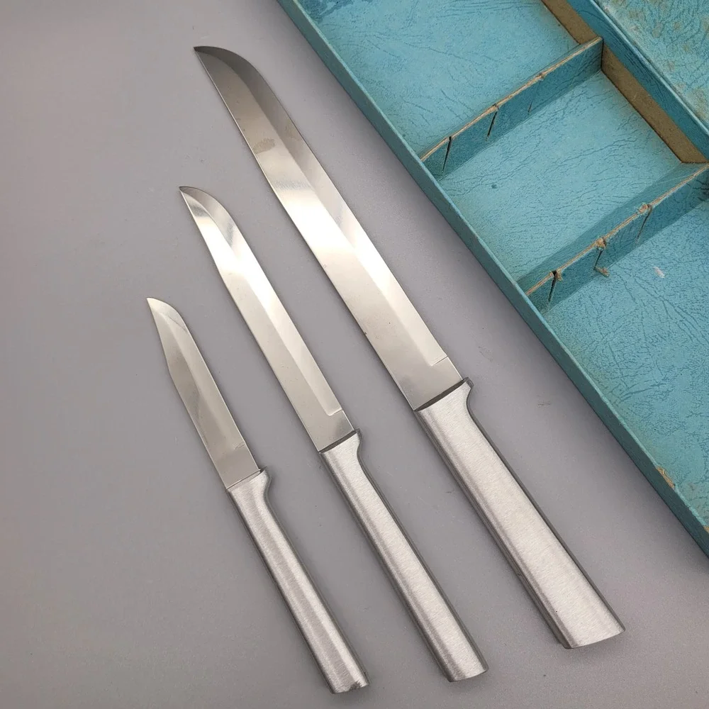 Vintage Rada Mfg 3 pc Aluminum Cutlery Knife Set with Original Box